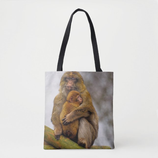 Bolsa Tote Mãe e bebê macaco-barbárie (Frente)