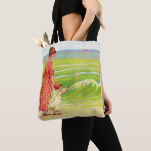 Bolsa Tote mãe e bebê na impressão de praia