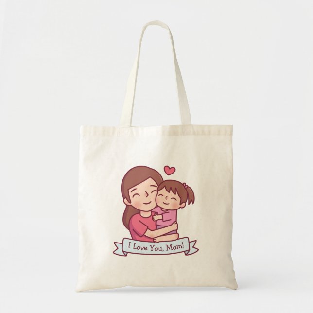 Bolsa Tote Mãe E Criança, Eu Te Amo Mãe, Dia de as mães (Frente)