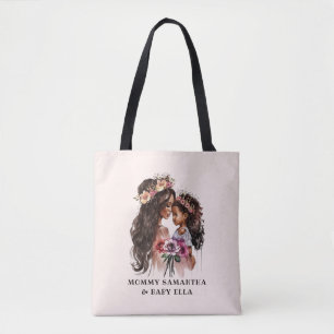 Bolsa Tote Mãe e Filha Pretas de Aquarela (5)