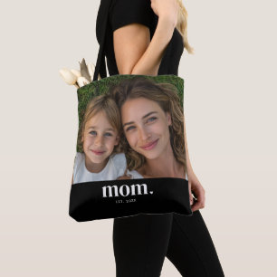 Bolsa Tote Mãe Estabeleceu Foto Preta Moderna