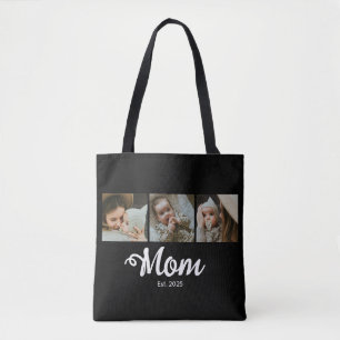 Bolsa Tote Mãe Estabeleceu Moderno Script Negrito Preto 3 Fot