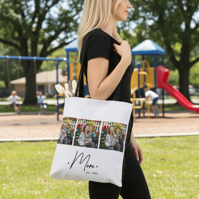 Bolsa Tote Mãe Estabeleceu Roteiro 3 Foto Branco (Criador carregado)