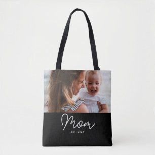 Bolsa Tote Mãe Estabeleceu Roteiro Foto Preta