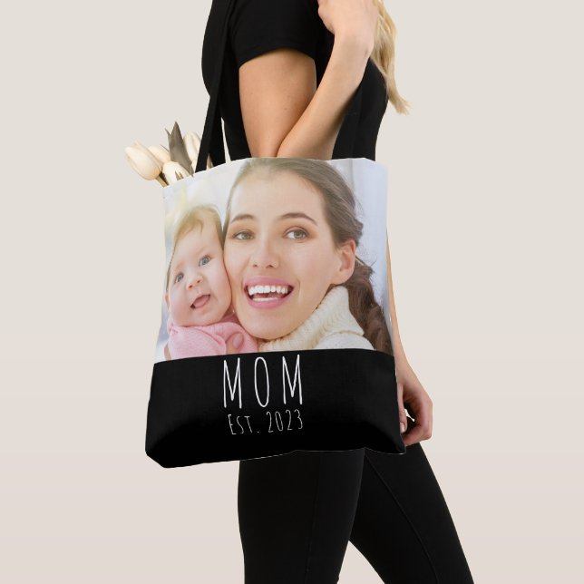 Bolsa Tote Mãe Estabeleceu Roteiro Foto Preta  (Close Up)