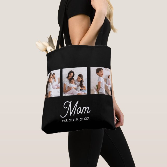 Bolsa Tote Mãe Estabeleceu Roteiro Preto 3 Foto (Close Up)