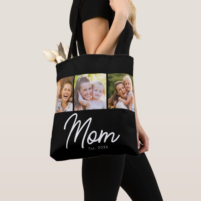 Bolsa Tote Mãe Estabeleceu Roteiro Preto 3 Foto (Close Up)