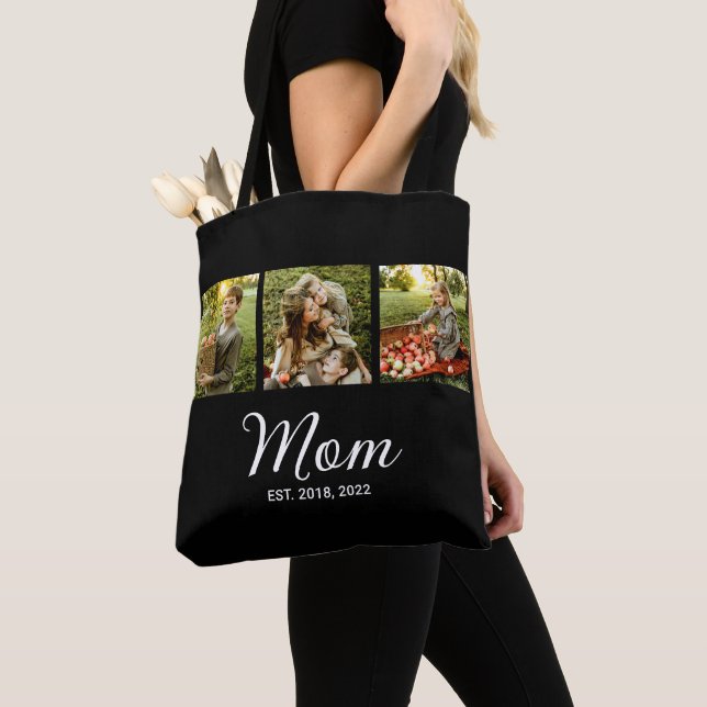 Bolsa Tote Mãe Estabeleceu Roteiro Preto 3 Foto (Close Up)