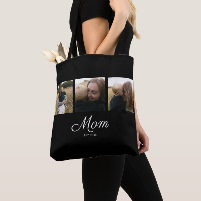 Bolsa Tote Mãe Estabeleceu Roteiro Preto 3 Foto (Close Up)