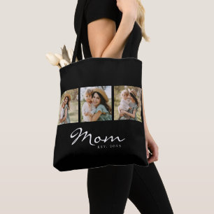 Bolsa Tote Mãe Estabeleceu Script Preto 3 Foto