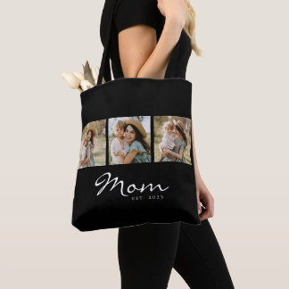 Bolsa Tote Mãe Estabeleceu Script Preto 3 Foto
