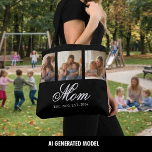 Bolsa Tote Mãe Estabeleceu Três Fotos Amor e Memórias