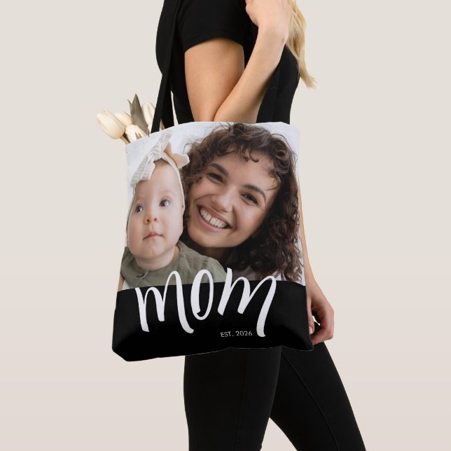 Bolsa Tote Mãe Estabelecida Caps Branco Personalizado Ano Nov (Close Up)