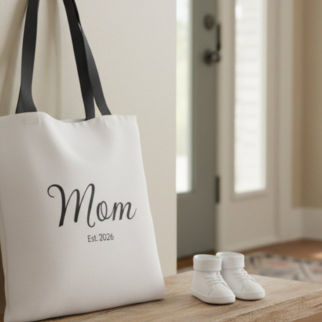 Bolsa Tote Mãe Estabelecida em Letra Preta (Criador carregado)