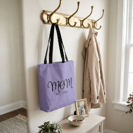 Bolsa Tote Mãe Estabelecida Novo Presente de Mãe Rótulo Preto