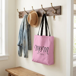 Bolsa Tote Mãe Estabelecida Novo Presente de Mãe Rótulo Preto
