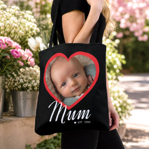 Bolsa Tote Mãe Estabelecida Roteiro Coração Vermelho Foto Pre