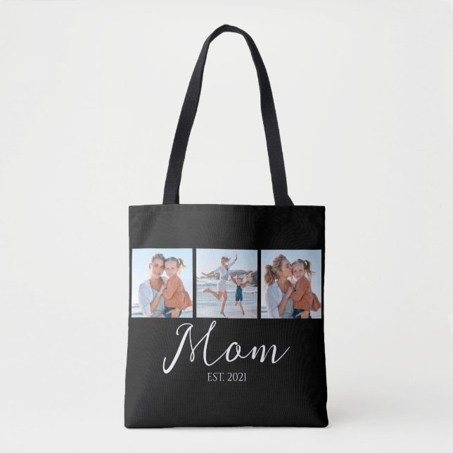 Bolsa Tote Mãe Estabelecida Roteiro Preto 3 Foto (Frente)