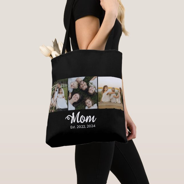 Bolsa Tote Mãe Estabelecida Roteiro Preto 3 Foto (Close Up)