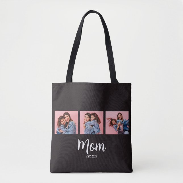 Bolsa Tote Mãe Estabelecida Roteiro Preto 3 Foto (Frente)