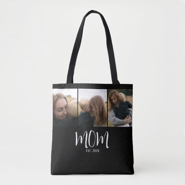 Bolsa Tote Mãe Estabelecida Roteiro Preto 3 Foto (Frente)