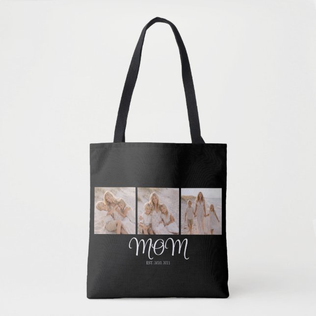 Bolsa Tote Mãe Estabelecida Roteiro Preto 3 Foto (Frente)