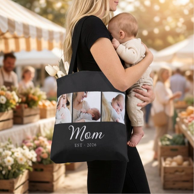 Bolsa Tote Mãe Estabelecida Roteiro Preto 3 Foto  (Criador carregado)