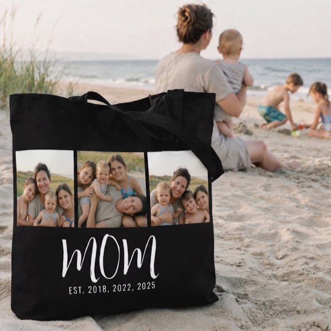 Bolsa Tote Mãe Estabelecida Roteiro Preto 3 Foto (Criador carregado)