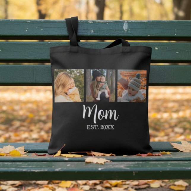 Bolsa Tote Mãe Estabelecida Roteiro Preto 3 Foto (Criador carregado)