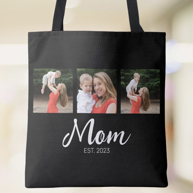 Bolsa Tote Mãe Estabelecida Script 3 Foto Preto (Criador carregado)