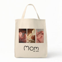 Bolsa Tote Mãe Estabelecida Script Branco 3 fotos