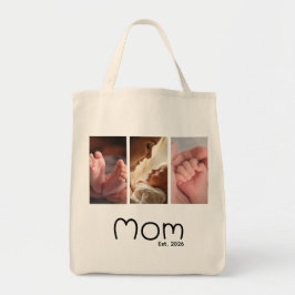 Bolsa Tote Mãe Estabelecida Script Branco 3 fotos