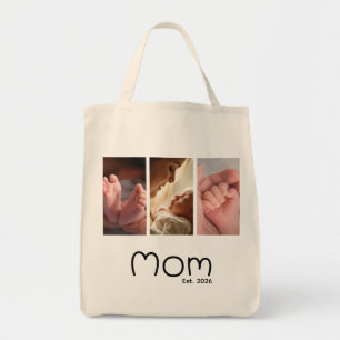 Bolsa Tote Mãe Estabelecida Script Branco 3 fotos