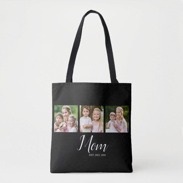 Bolsa Tote Mãe Estabelecida Script Preto 3 Foto  (Frente)