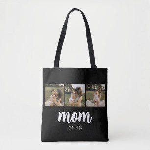 Bolsa Tote Mãe Estabelecida Script Preto 3 Fotos