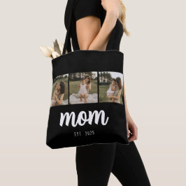 Bolsa Tote Mãe Estabelecida Script Preto 3 Fotos