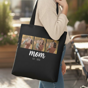 Bolsa Tote Mãe Estabelecida Script Preto 3 Fotos