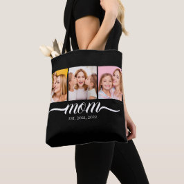 Bolsa Tote Mãe Estabelecida Script Preto 3 Fotos