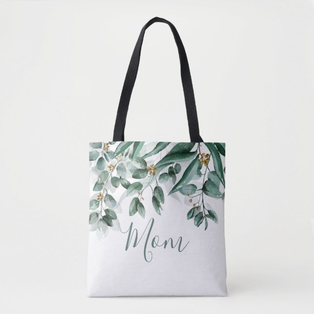 Bolsa Tote Mãe Eucalyptus Foliage Modern Watercolor (Frente)