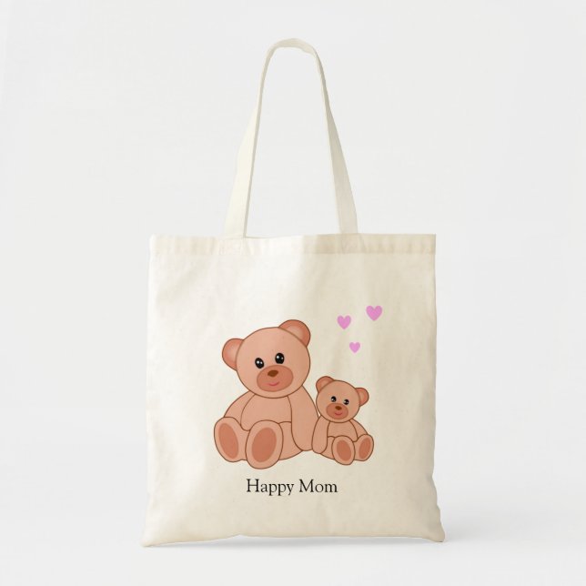 Bolsa Tote Mãe Feliz & Ursos Fofos (Frente)