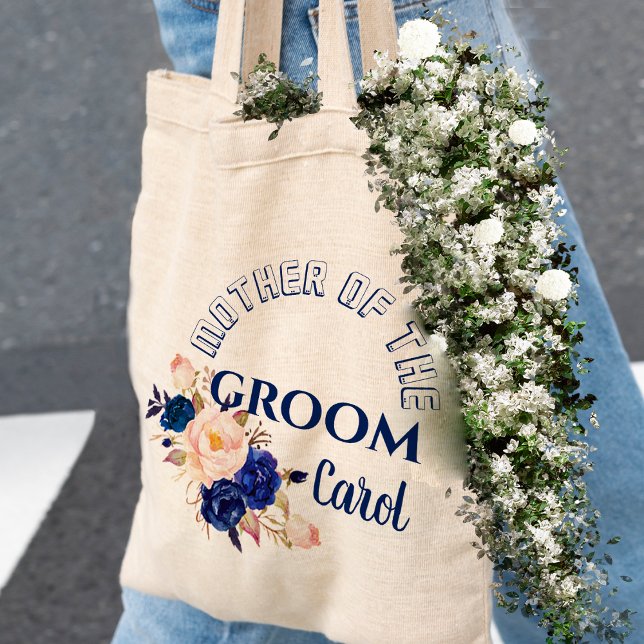 Bolsa Tote Mãe Floral Cor-De-Rosa Esmagada E Azul Elegante Do (Criador carregado)