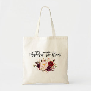 Bolsa Tote Mãe floral de Borgonha do roteiro da escova do