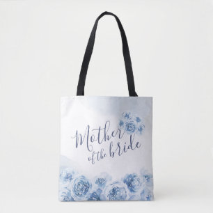 Bolsa Tote Mãe floral personalizada azul da noiva
