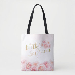 Bolsa Tote Mãe floral personalizada rosa do noivo