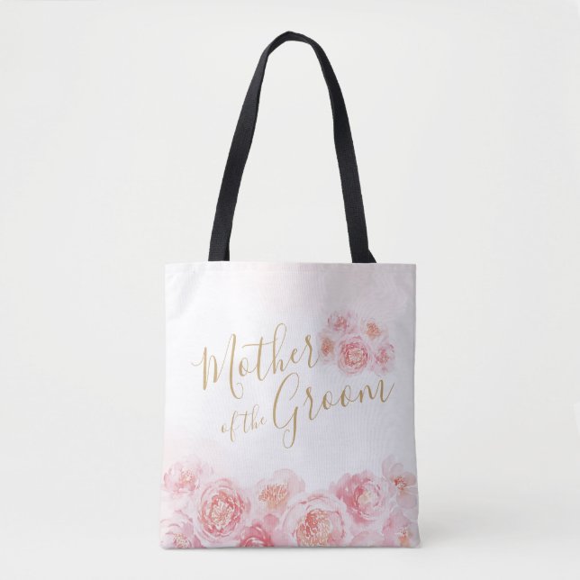 Bolsa Tote Mãe floral personalizada rosa do noivo (Frente)