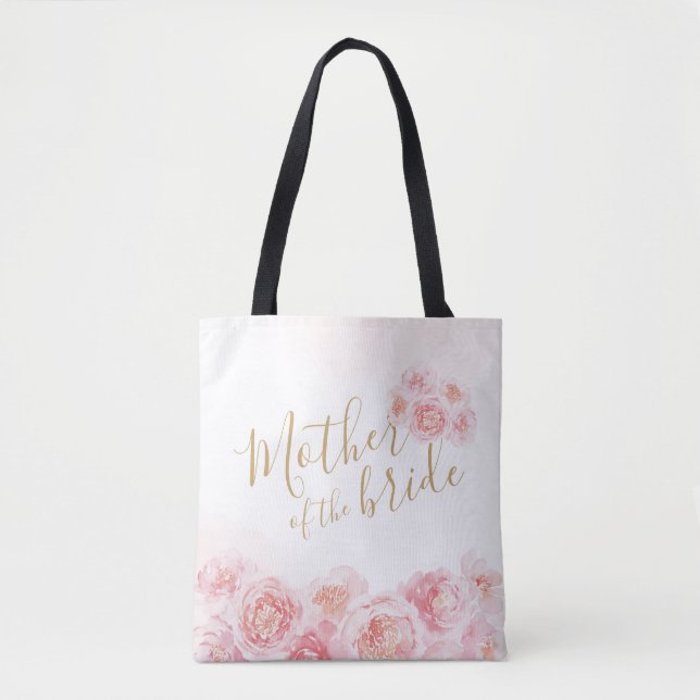 Bolsa Tote Mãe floral rosa personalizada da noiva (Frente)