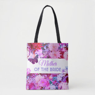 Bolsa Tote Mãe floral roxa personalizada do noivo