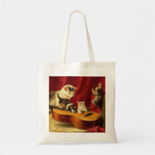 Bolsa Tote Mãe Gato e Gatinhos Brincando com Violão