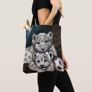 Bolsa Tote Mãe-Leopardo-da-Neve e Cubo nas Montanhas