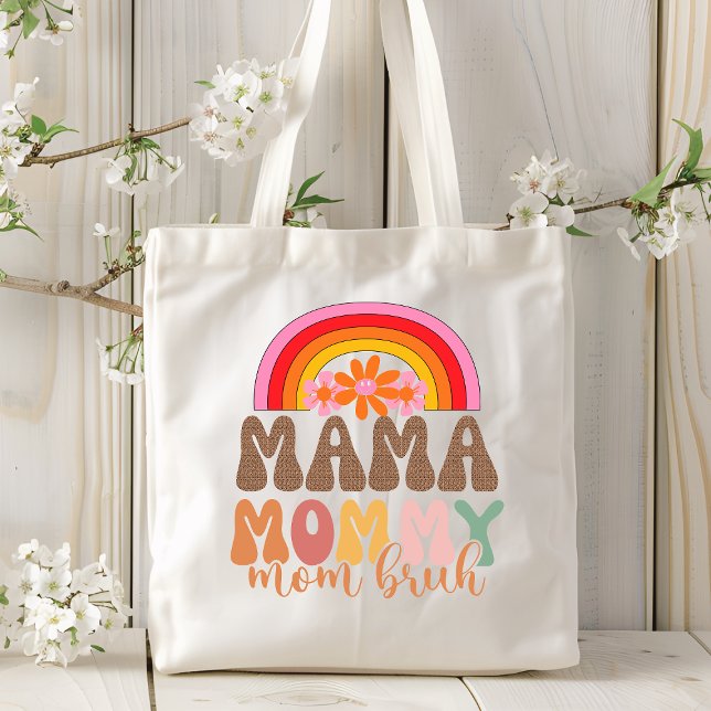 Bolsa Tote Mãe Mamãe Mãe Bruh Funny Retro Groovy (Criador carregado)